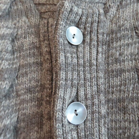 S.N.S. HERNING 100% Wool Shawl Collar Chunky Knit Fisherman Cardigan Men's Sz S - Picture 6 of 16